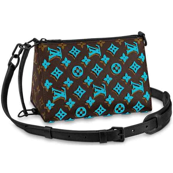 Louis Vuitton Triangle Messenger Blue Tuffetage Monogram Shoulder Crossbody Bag - Picture 1 of 11